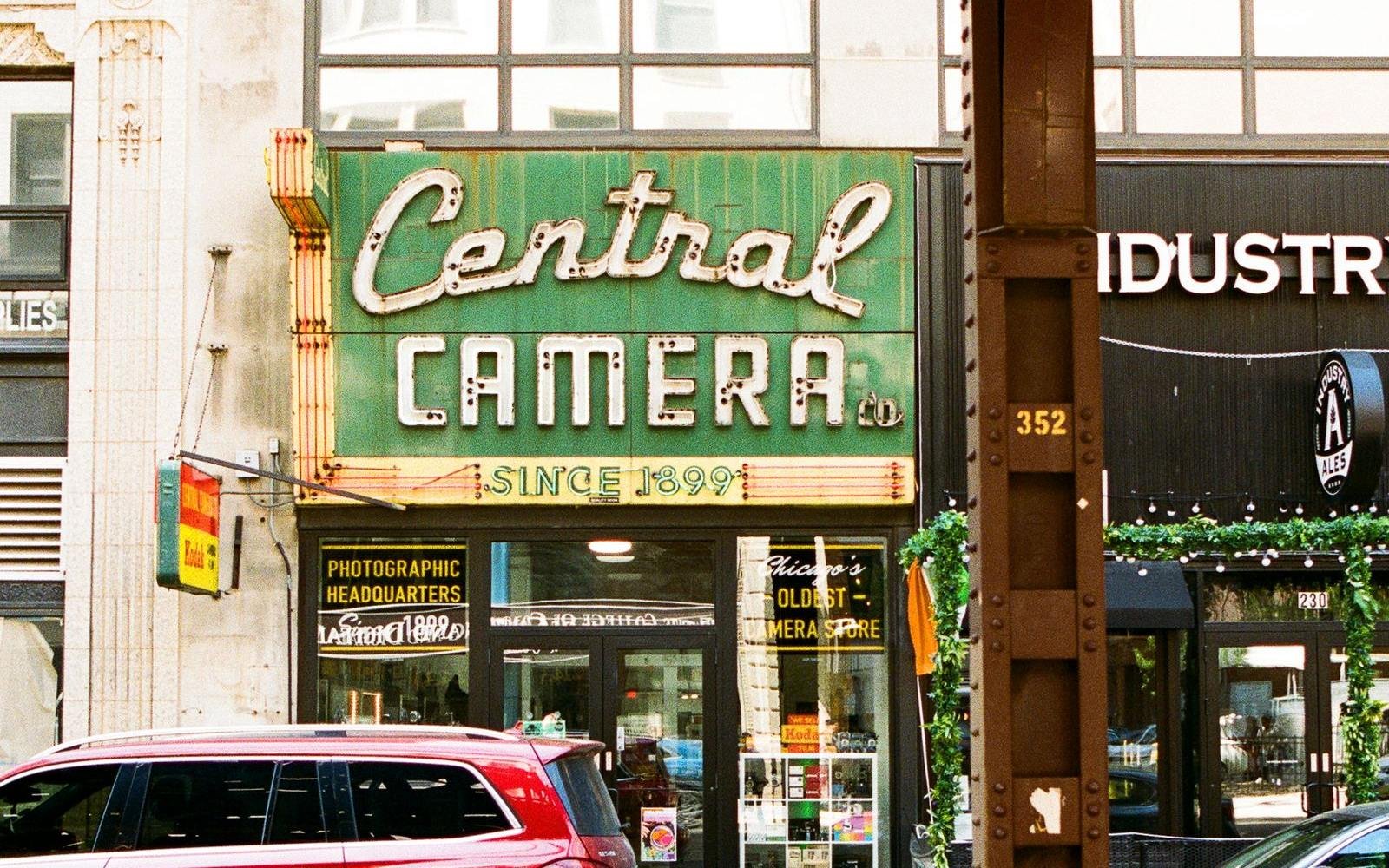 A vintage camera shop storefront in Chicago